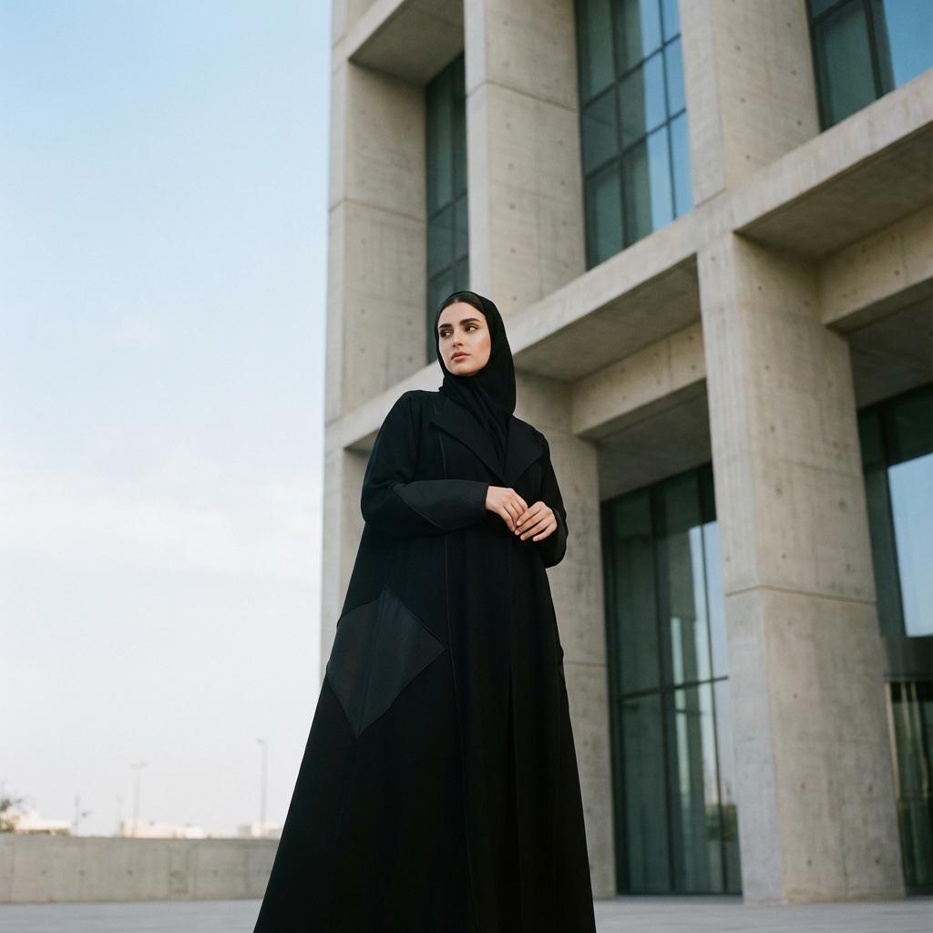 صورة حملة أزياء تمثل تصوير المنتجات بالذكاء الاصطناعي للعلامات السعودية بأسلوب تحريري نظيف.